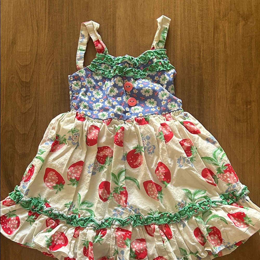 Matilda Jane Blue and Red Floral Strawberry Dress